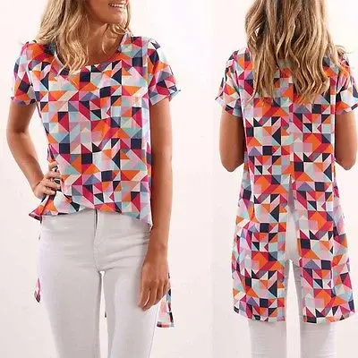Женская Свободная блузка с коротким рукавом и круглым вырезом|loose blouse|blouses summerblouses
