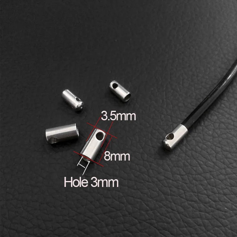 3mm 50 шт. концевые колпачки из нержавеющей стали с застежка с отверстием кожаной веревки застежка подходит для браслета и ожерелья разъем для DIY изготовления ювелирных изделий - Цвет: 3mm