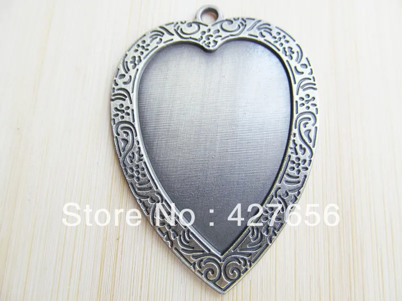 

3pcs large antique bronze heart picture frame pendant charm PF0001