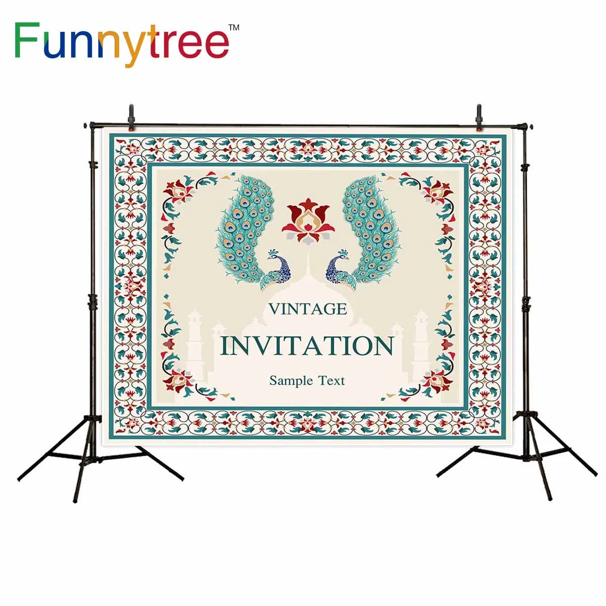 Фотофон Funnytree backdropspeacock с узорчатым узором для свадебных приглашений Цветочная