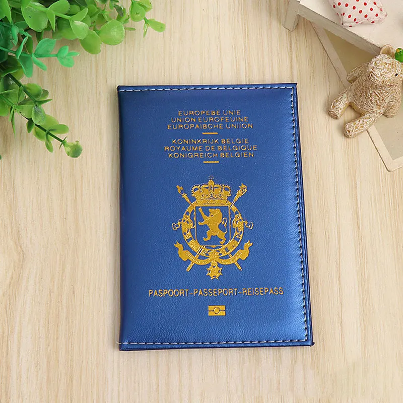 Blue Belgie из искусственной кожи Обложка для паспорта для женщин мужчин Бельгия Обложка для паспорта Belgien - Цвет: Blue