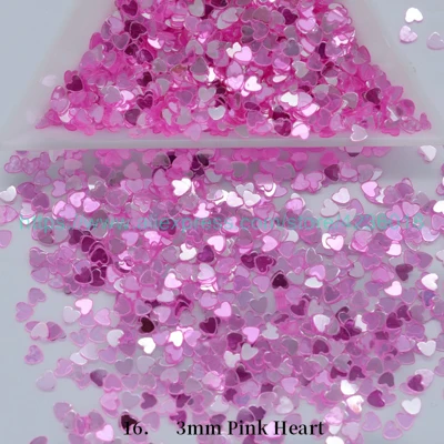 16)3mm Pink Heart 25g3-5mm в виде звезды луны сердца форма сливы пайетки с блестками для лица/ногтей маникюр/Шитье/свадебные конфетти украшения аксессуар - Цвет: 16)3mm Pink Heart
