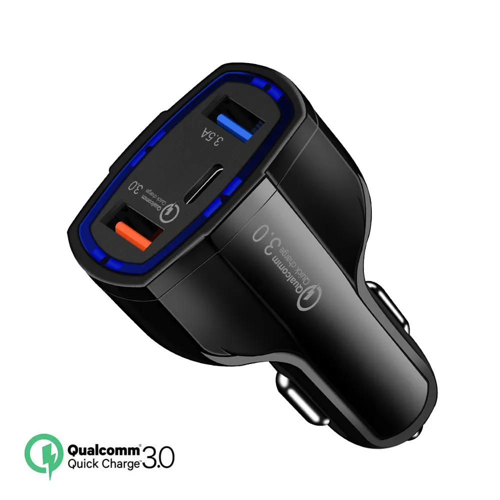 Автомобильное зарядное устройство с двумя USB-портами быстрая зарядка 3 0 для