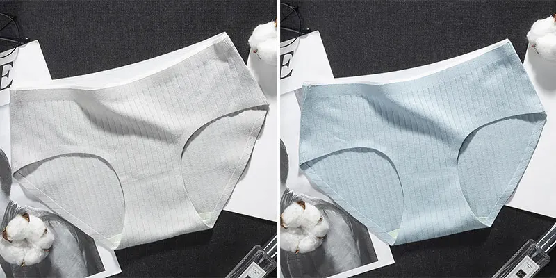 grey blue BZEL, женские трусы, хлопковые трусы, нижнее белье для девочек-подростков, дышащие трусы, женские трусы, повседневные полосатые трусики, 6 цветов - Цвет: grey blue