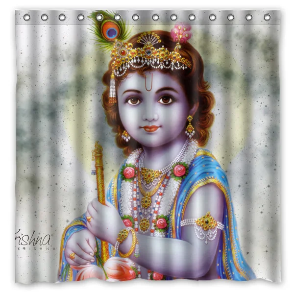Hinduism Властелин Кришна Водонепроницаемая занавеска для душа ванной s с 12 крючками