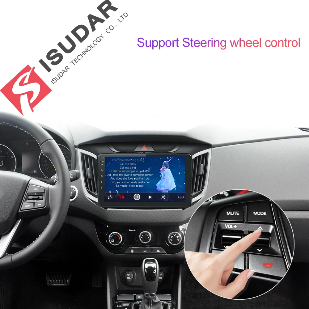 Isudar Авто Радио Android 9 для hyundai/Creta ix25 1 Din Автомобильный мультимедийный видео плеер gps Навигация FM USB DVR DSP ram 2 Гб