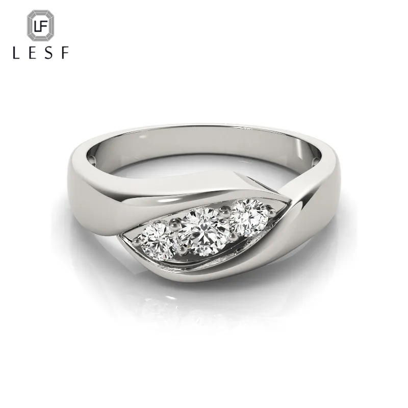 LESF Unique Design 925 Sterlign Silver High end Jewelry Three Stone Silver Ring Finger CZ for Women Wedding Engagement Jewelry