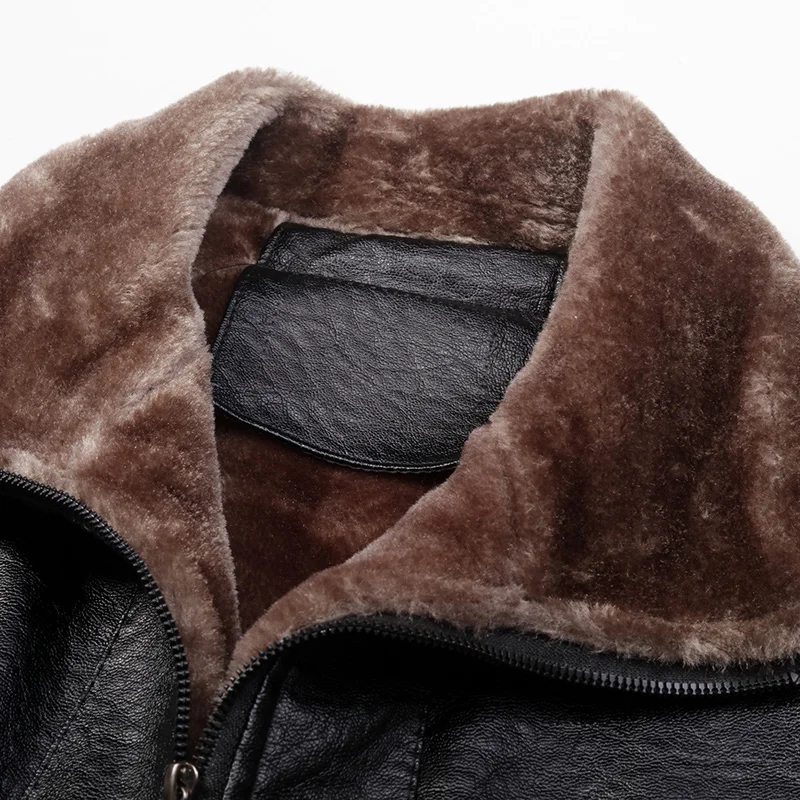 KUYOMENS L-5XL кожаная куртка для мужчин зимний толстый шерстяной подкладке PU кожаные