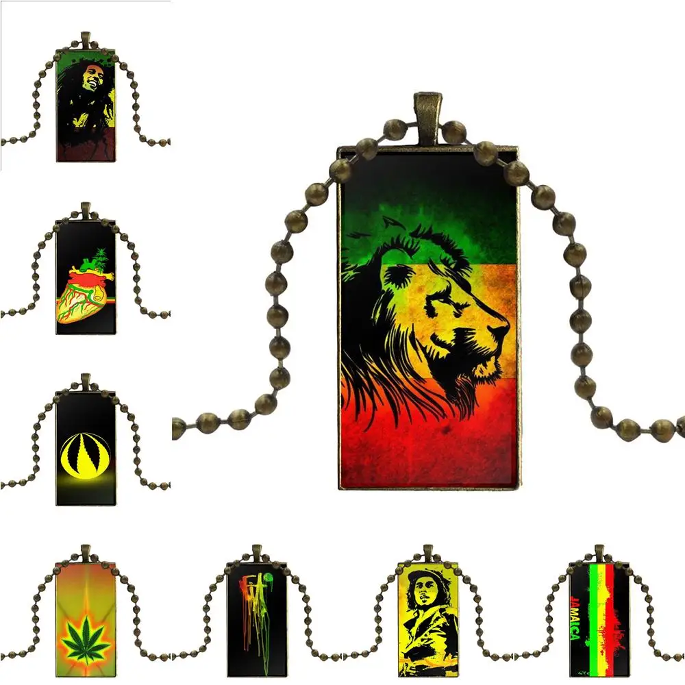 EJ glaze для женщин и мужчин Quicksilvers Этнический узор Rasta стекло кабошон кулон ожерелье