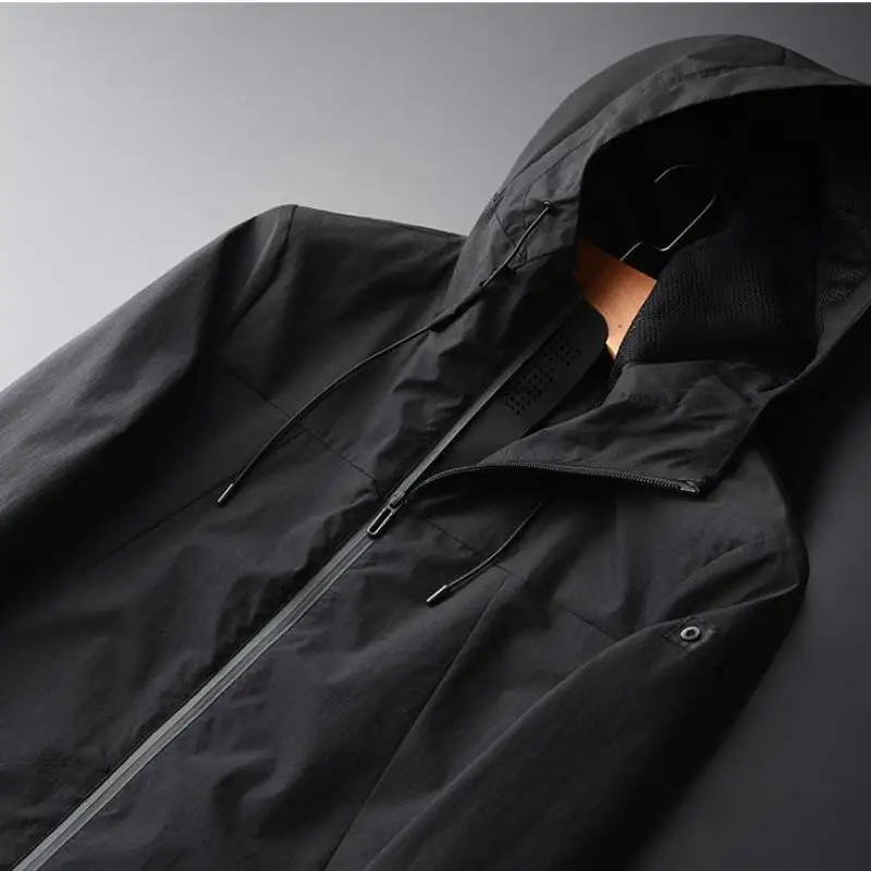 Мужская ветровка Minglu осенне-зимняя приталенная куртка средней длины с капюшоном
