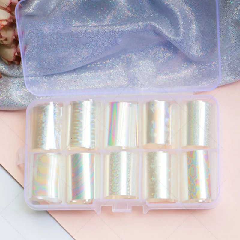 1 шт. прозрачная Лазерная пленка для переноса ногтей Holo шаблон DIY Nail Art Tip Full Cover голографическая наклейки на ногти из фольги