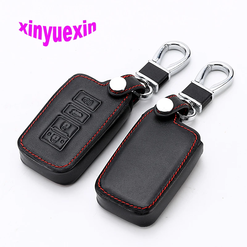 

Xinyuexin Leather Car Key Cover Fob Case For Toyota Camry RAV4 Avalon Smart Remote Key Jacket Car-stying With Keychain