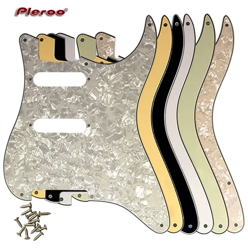 

Pleroo Custom Guitar Parts - For ST Blank SS Pickguard 6 Hole US Spec Strat No Bridge Pu Route Various
