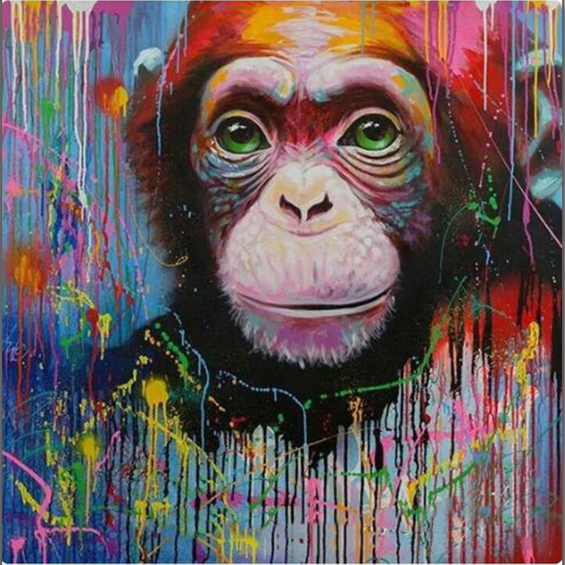 

5D DIY Diamond Painting Full Square/Round Drill "Color monkey" 3D Embroidery Cross Stitch Mosaic Home Decor gift