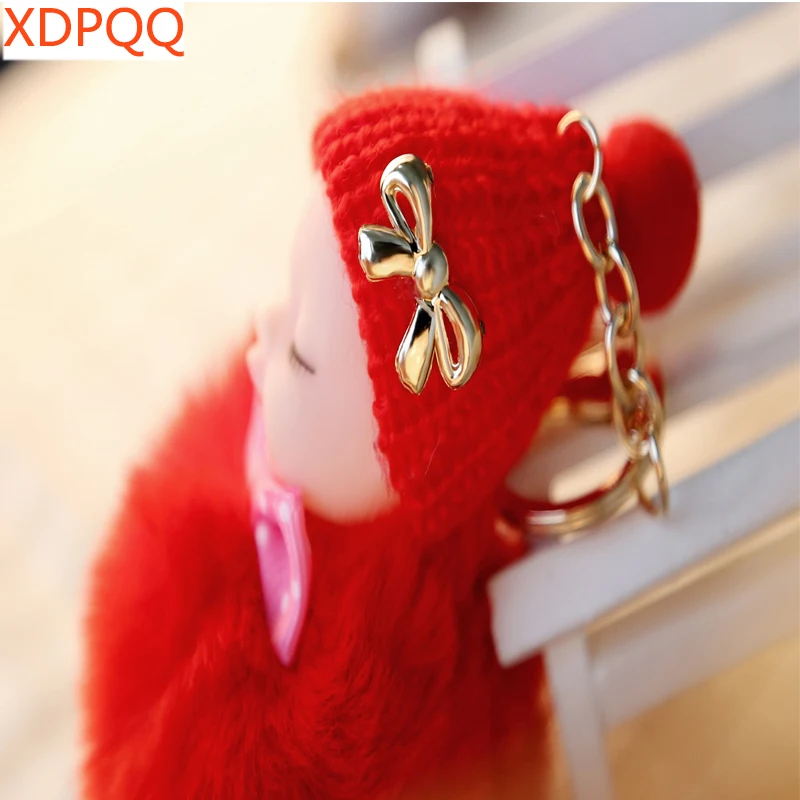XDPQQ new imitation rabbit hair key ring plush fluffy sleeping doll chain car pendant jewelry | Украшения и аксессуары