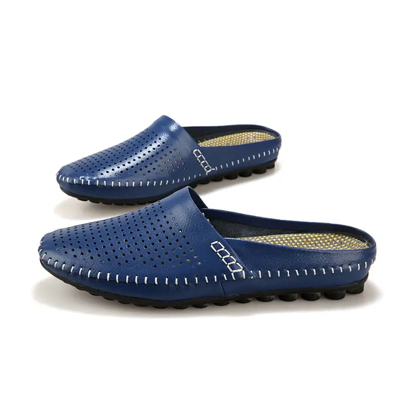 

LAISUMK Summer Slippers New Hollow Out Breathable Beach Sandals Shoes Men Casual Slip-on Flats Flip Flops Zapatos