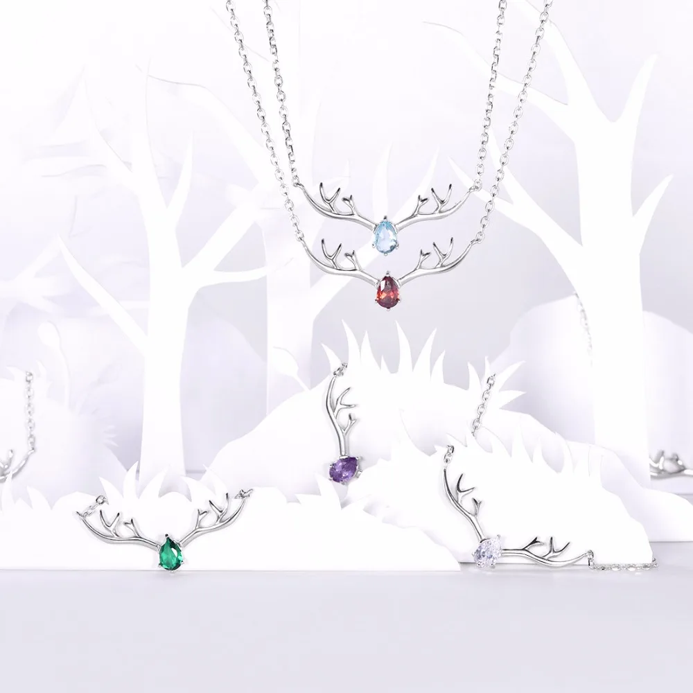 SILVERCUTE рога колье с камнем рождения для женщин 925 серебро циркон ювелирные изделия