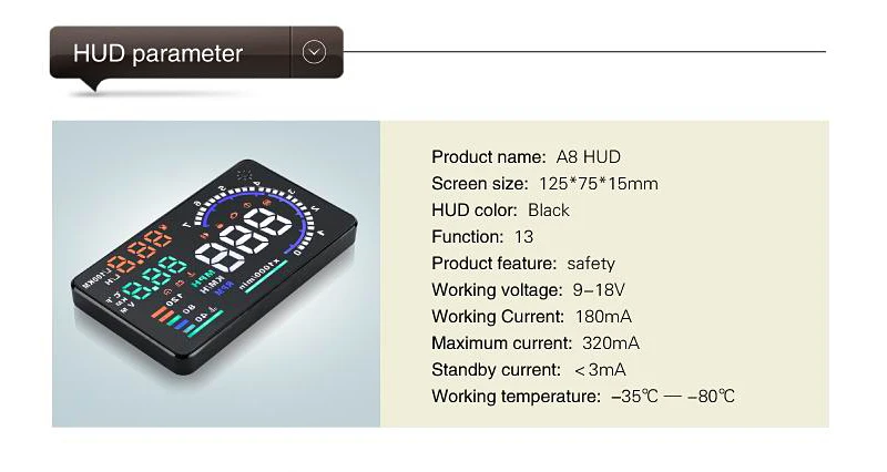 A8 OBD дисплей на лобовое стекло автомобиля проектор бортовой компьютер для автомобиля obd2 дисплей на лобовое стекло Цифровой Автомобильный спидометр
