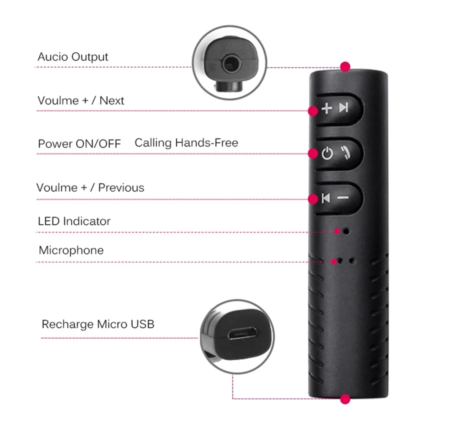 Bluetooth-колонка для автомобиля Bluetooth Aux Универсальный 3,5 мм разъем Hands free авто стерео система музыкальный приемник автомобильные приемники Bluetooth