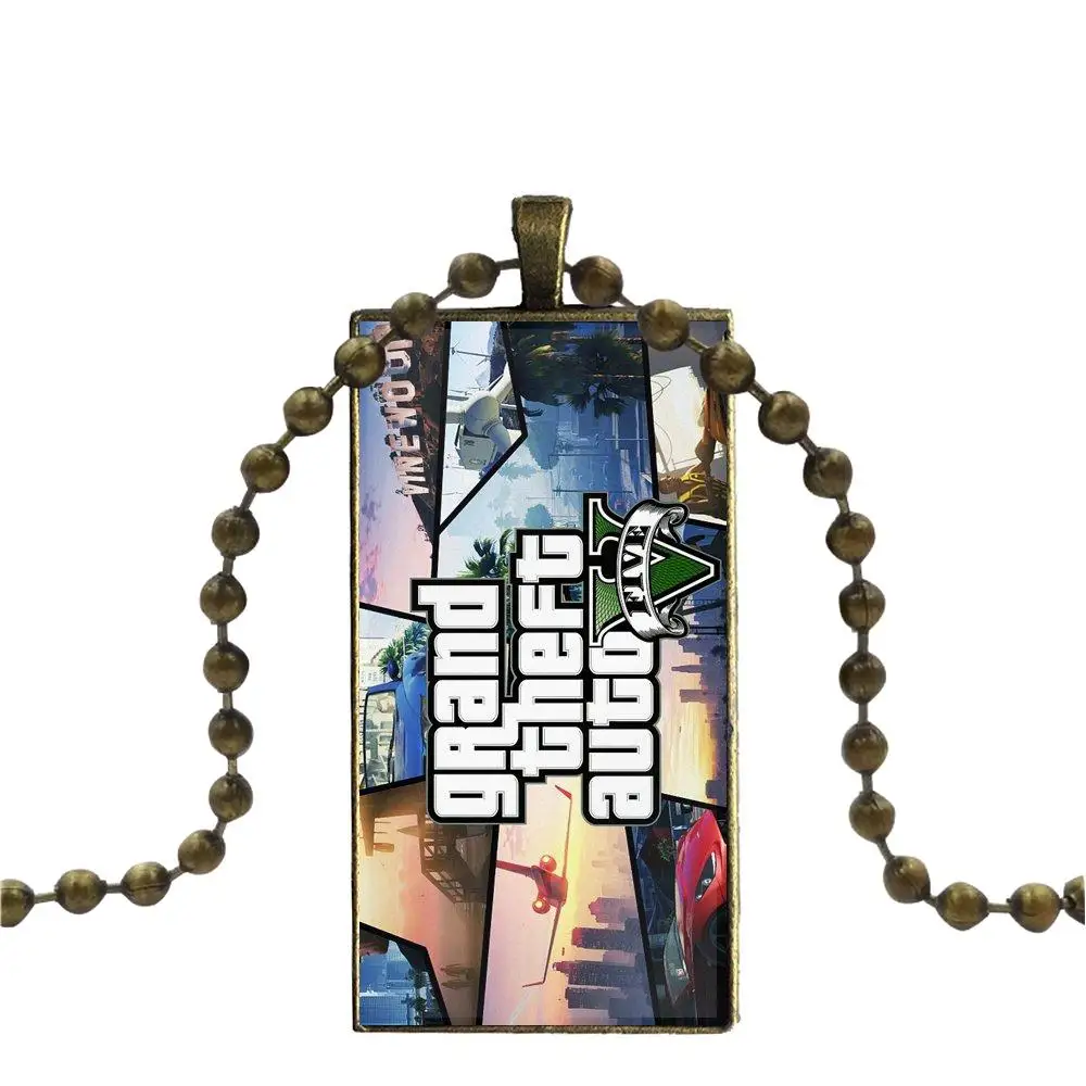 Grand Theft Auto Gta Логотип для унисекс Подарочная бижутерия со стеклянными кабошонами