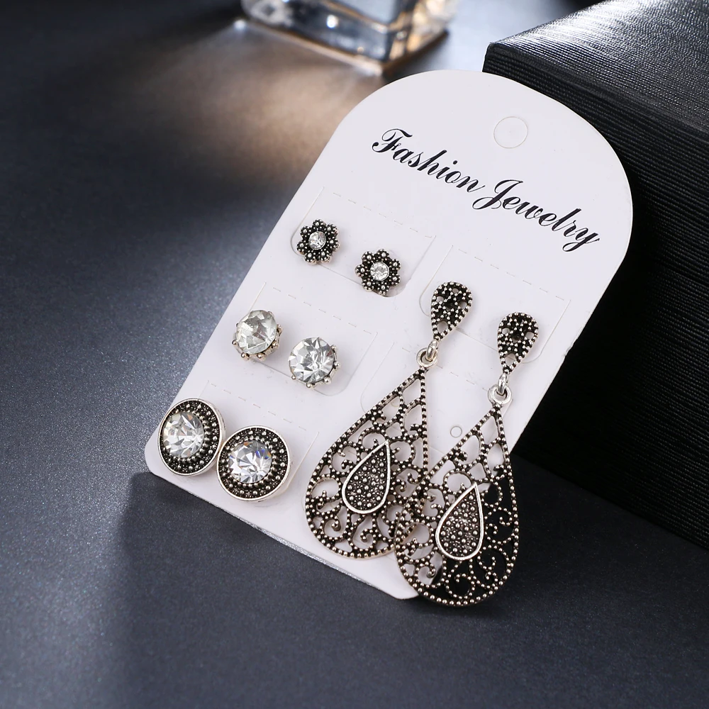 FAMSHIN 4 пары/компл. женские серьги гвоздики с опалами в стиле бохо ювелирные