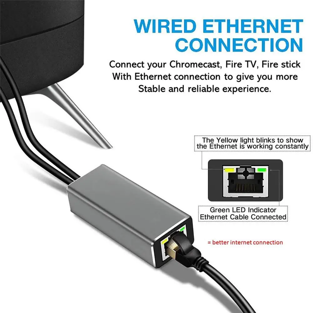 Ethernet адаптер для Fire TV Stick RJ45 100 Мбит/с Micro USB 2 0 480 кабель конверсии бесплатного диска