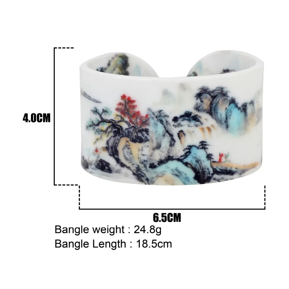 Винтажные пластиковые браслеты WEVENI в цветочек с изображением китайского горного