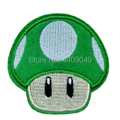 Little green mushroom Embroidered Iron On Patch game character 1up reward cartoon Jacket backpack DIY Cloth Accessories | Дом и сад