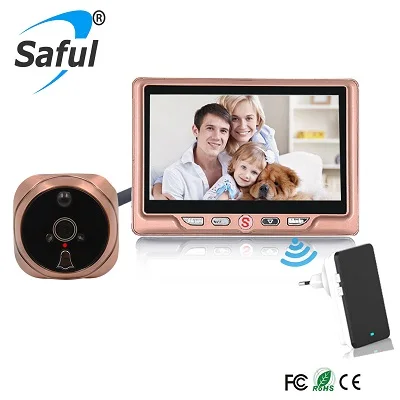 Rose gold 1 Saful 4,3 'ЖК-глазок камера зритель дверной глазок дверной звонок 120 градусов детектор движения дверной звонок видео глазок с ночным видением - Цвет: Rose gold 1