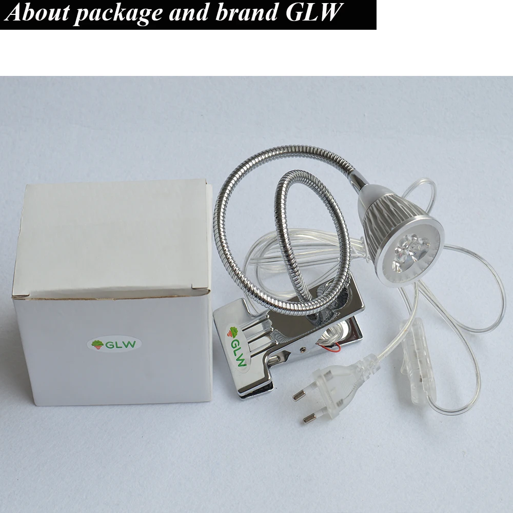 GLW 5 Вт Led Настольная лампа для чтения книги Гибкая 50 см трубка настольная белый