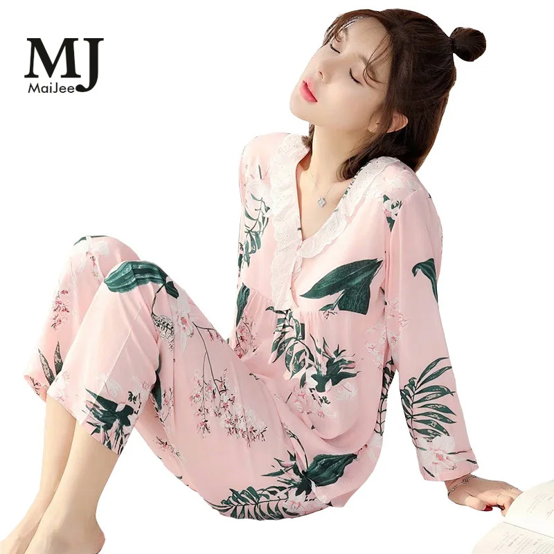 X040 MaiJee пижамы Chemise De Nuit Femme Для женщин Ночное 2019 Новый модный стиль женские удобные