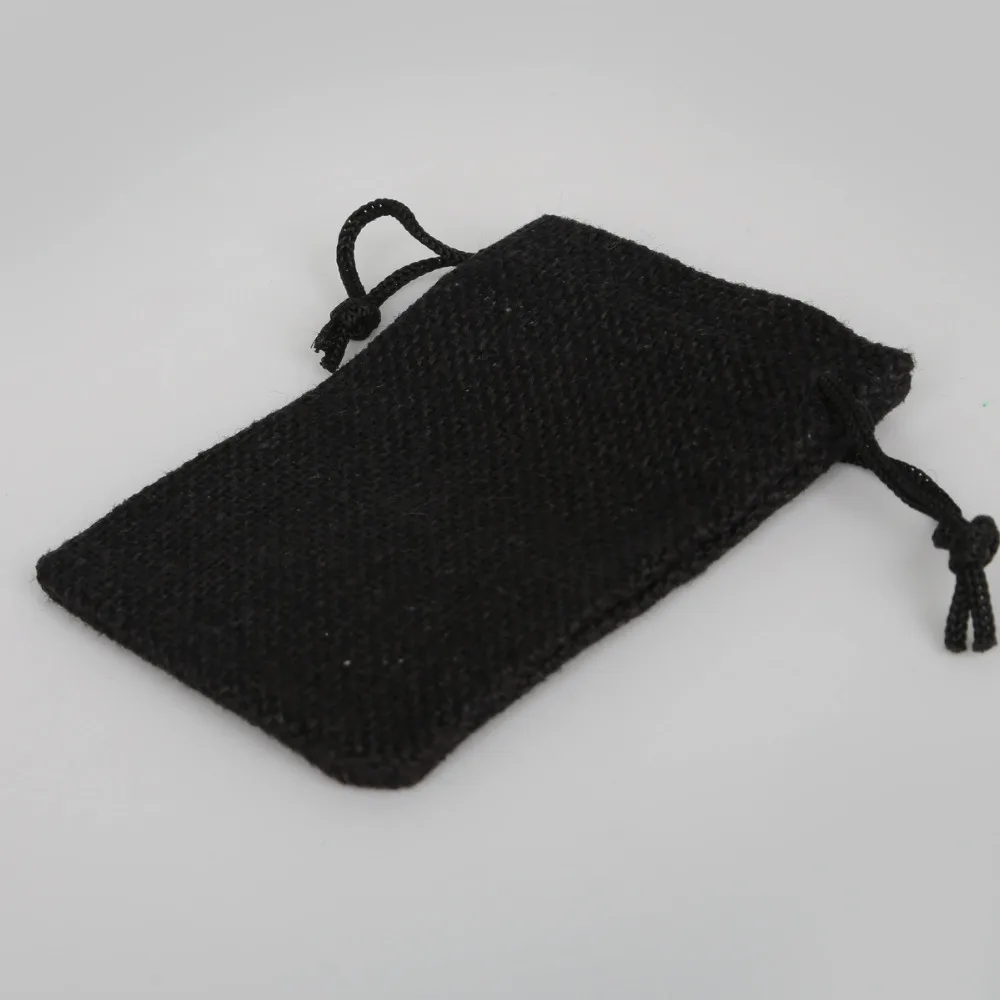 5 шт./лот декоративные сумки черного цвета льняные хлопковые мешки на шнурке