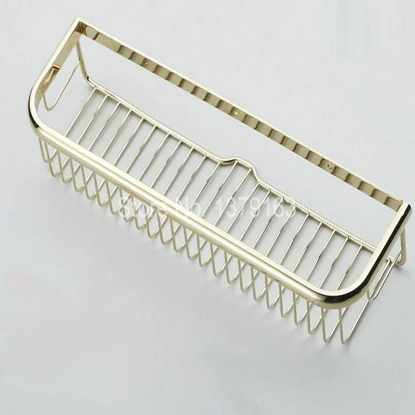 Luxury Gold Color Brass Wall Mounted Bathroom Accessory Single Tier Soap / Sponge Corner Shower Storage Basket aba096 | Обустройство