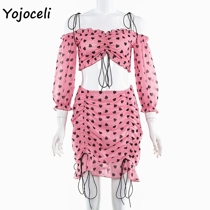 Yojoceli/2019 летнее платье с принтом сердца вечерние платья открытыми плечами Клубное