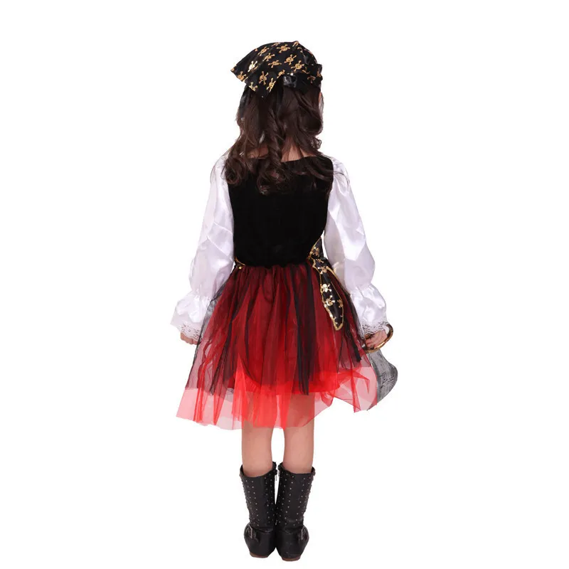 Акция красивый пиратский костюм для девочек милое белое и красное бальное платье