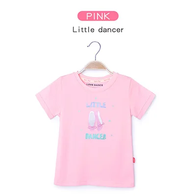 Pink Summer Girls Printed Shirt Kids Full Cotton T Shirt Short Sleeve Top Children Sport Yoga Jogging Fitness Tees Black White Pink - Color: Pink