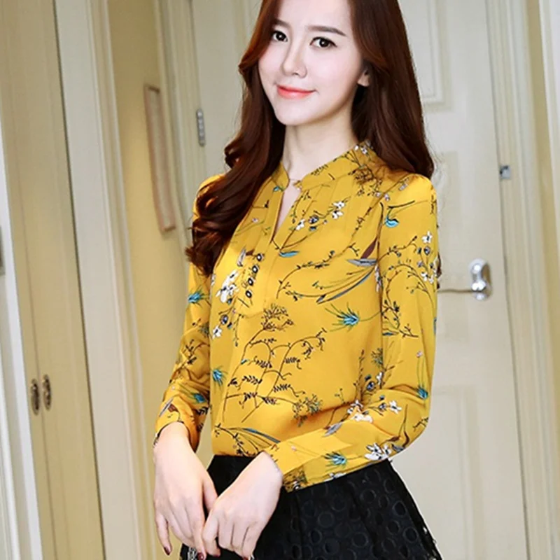 Женская блузка с цветочным принтом длинным рукавом весна-осень топы Блузки из