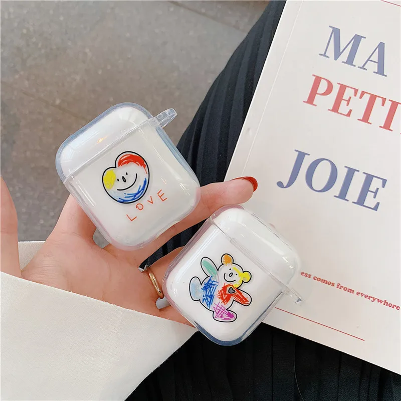 Cartoon Graffiti Case For Airpods Cute Bluetooth Earphone Protective Cover Air pods Accessories TPU Silicone Headphones Box | Электроника