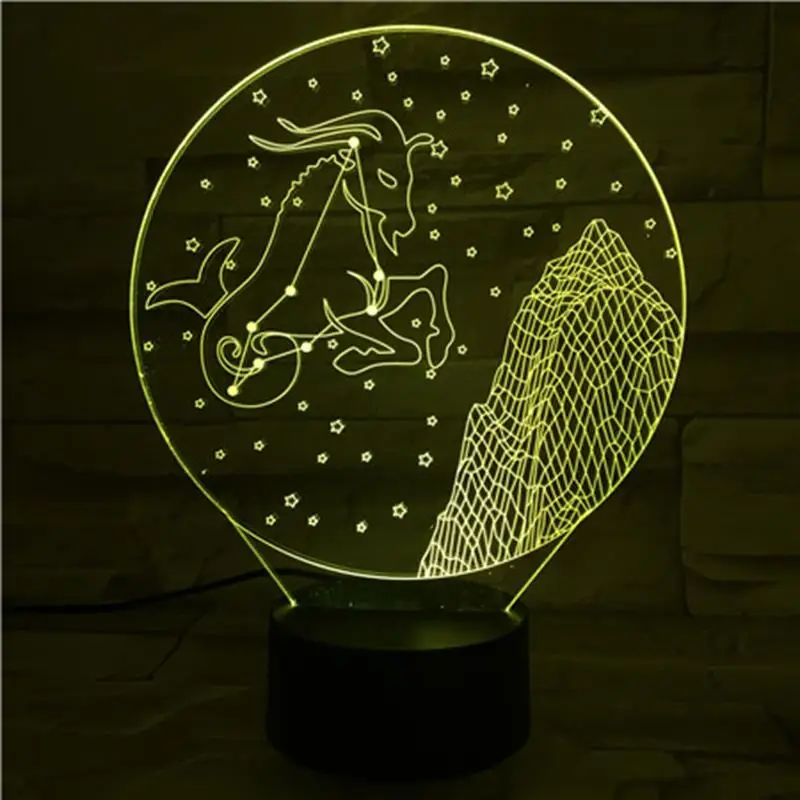 Козерог 3D лампа Ночной светильник LED многоцветные вспышки товары для