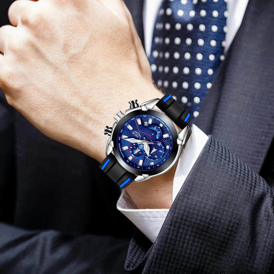 Reloj hombre LIGE модные деловые мужские часы лучший бренд роскошный силиконовый ремешок Спортивные кварцевые часы мужские военные хронограф