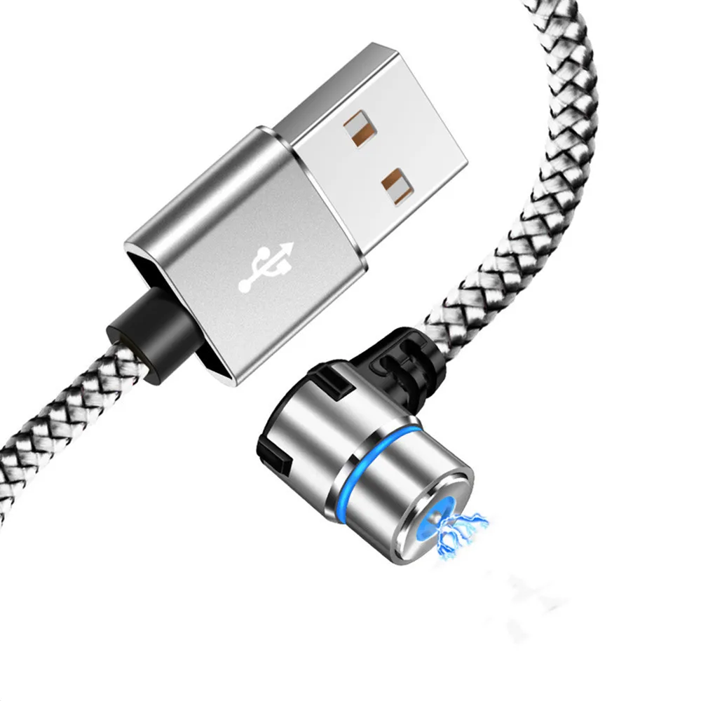 Only Silver Cable Магнитный зарядный usb-кабель Олаф для iPhone, Micro USB type C, мобильный телефон, 90 градусов, L форма, быстрая зарядка, магнитные зарядные кабели - Цвет: Only Silver Cable