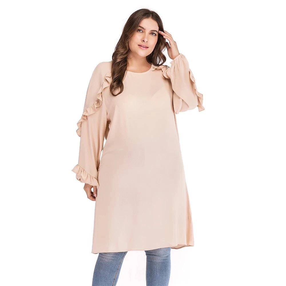Турецкая туника мусульманские женские длинные топы пузырьковая шифоновая юбка
