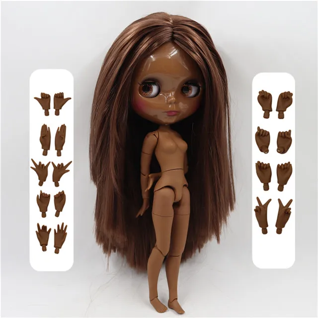 super black skin Ледяные дни Фортуны завод blyth кукла супер черная кожа тон темная кожа короткие красные волосы тело 1/6 30 см BL1248 - Цвет: super black skin