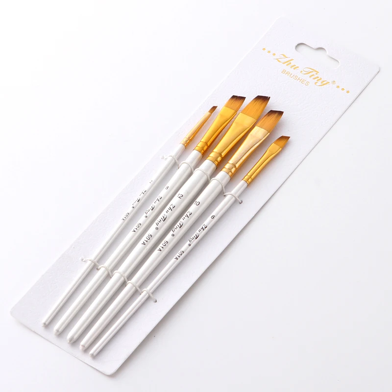 Белый набор кистей для рисования 5 шт. нейлоновая раскраска маслом художника
