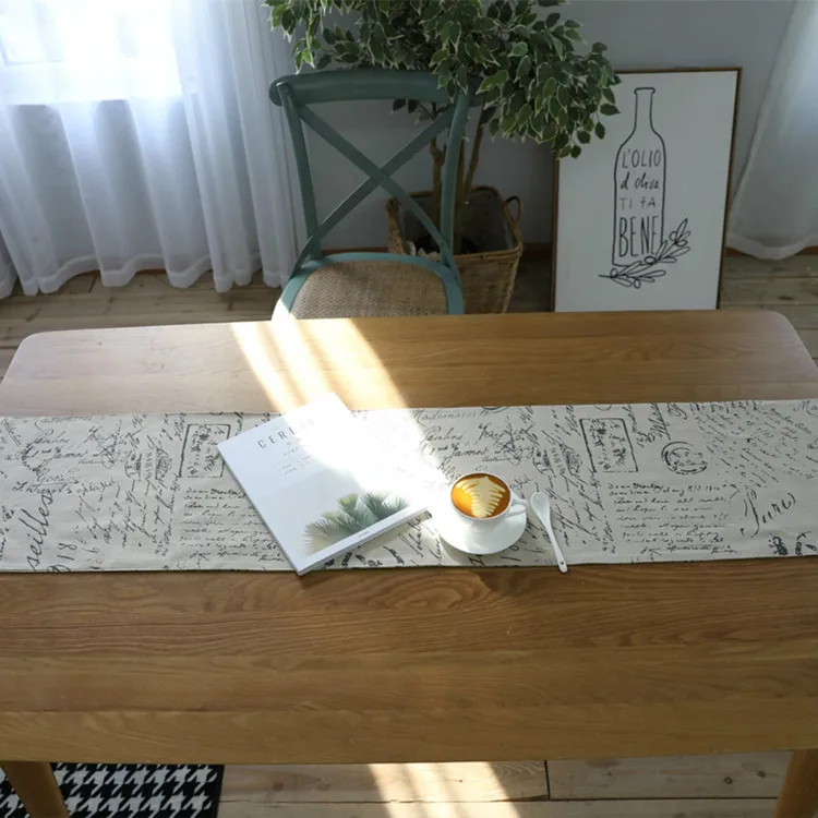 Буквенный принт, настольный бегун, Decoracion Mesa Hogar, хлопковое белье, Chemin De table tafeller, вечерние украшения