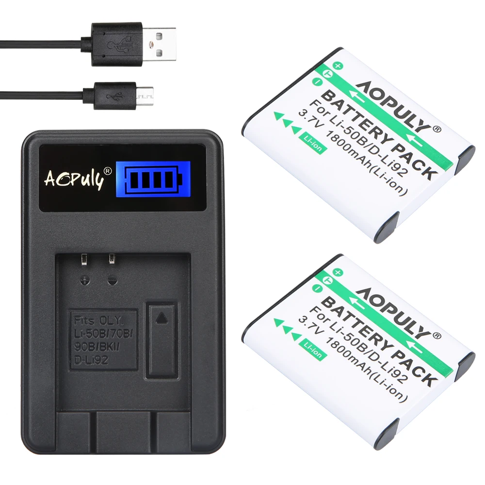 AOPULY 2 шт. Li 50B Li50B батарея + ЖК Зарядное устройство USB для Olympus Mju 1020 SP 800UZ Stylus 1010 u Ricoh CX3