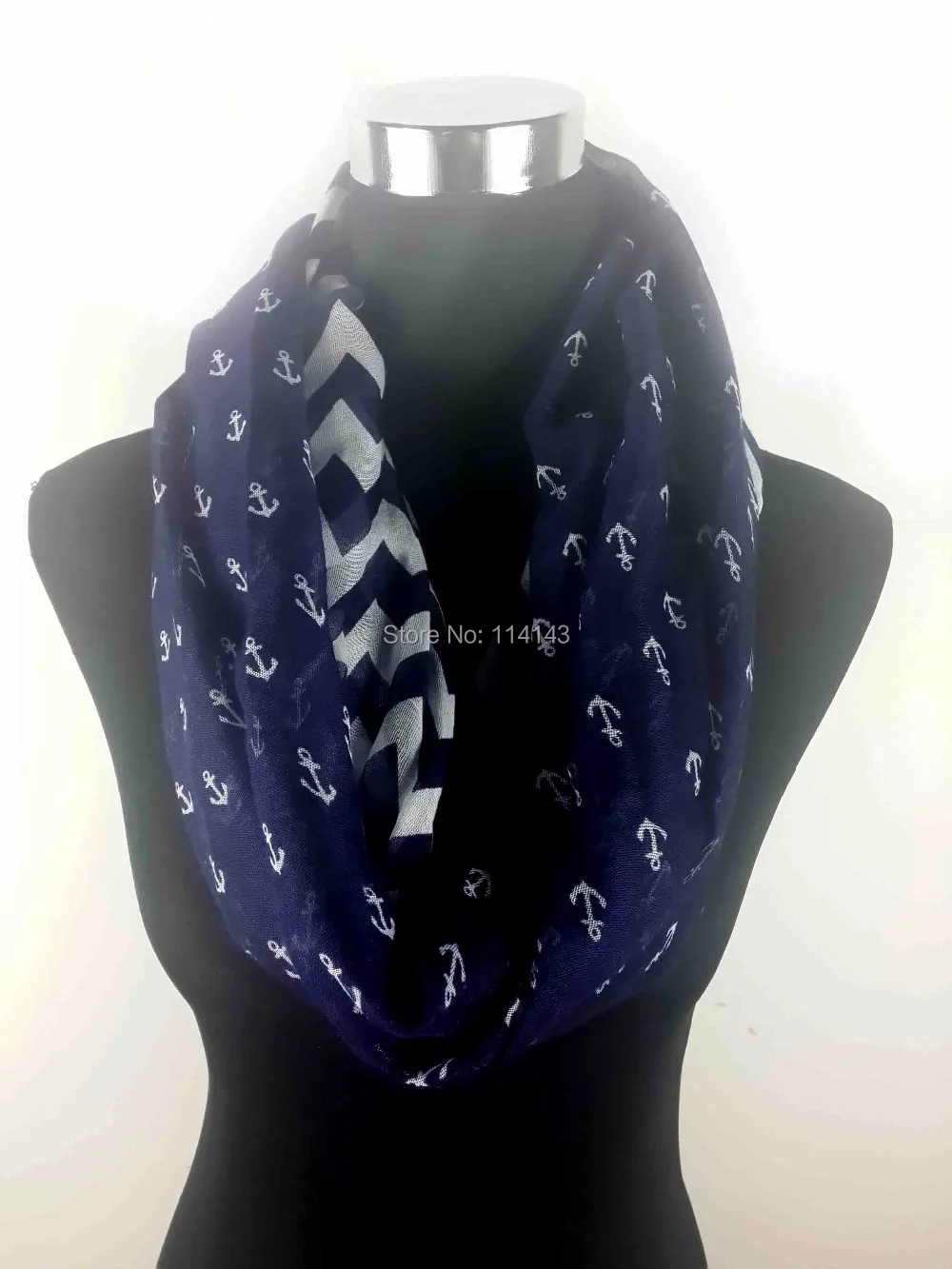 10 шт./лот тёмно-синий шарф-хомут с якорем и шевронным принтом Бесконечность