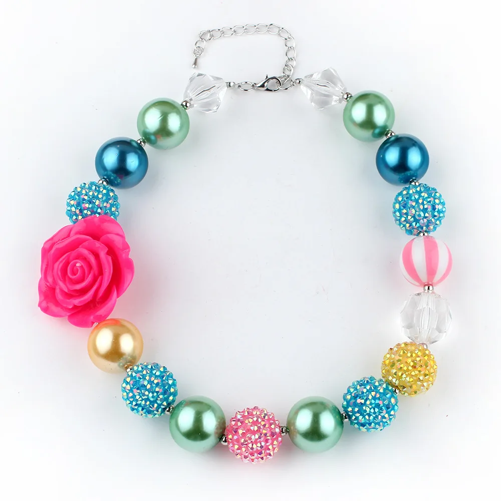 Новый стиль 42 мм Ожерелье из смолы с цветком розы для маленьких девочек подарки 20