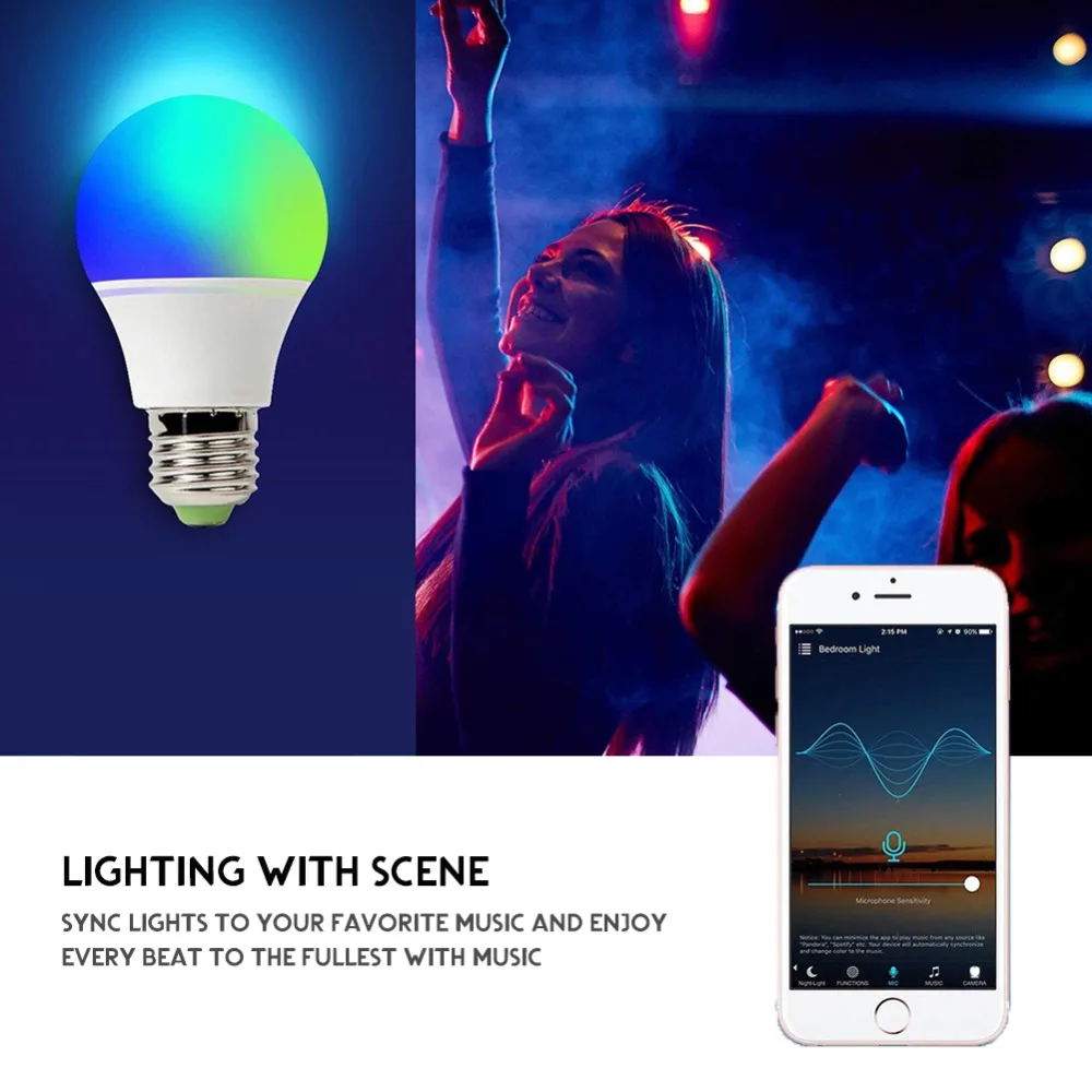 Asafee Magic Home Wifi смарт-лампы в виде светодиодный светильник E27 RGB 4,5 Вт 7 Вт умный Светильник лампы 220v 110v Совместимость с Alexa Google Home