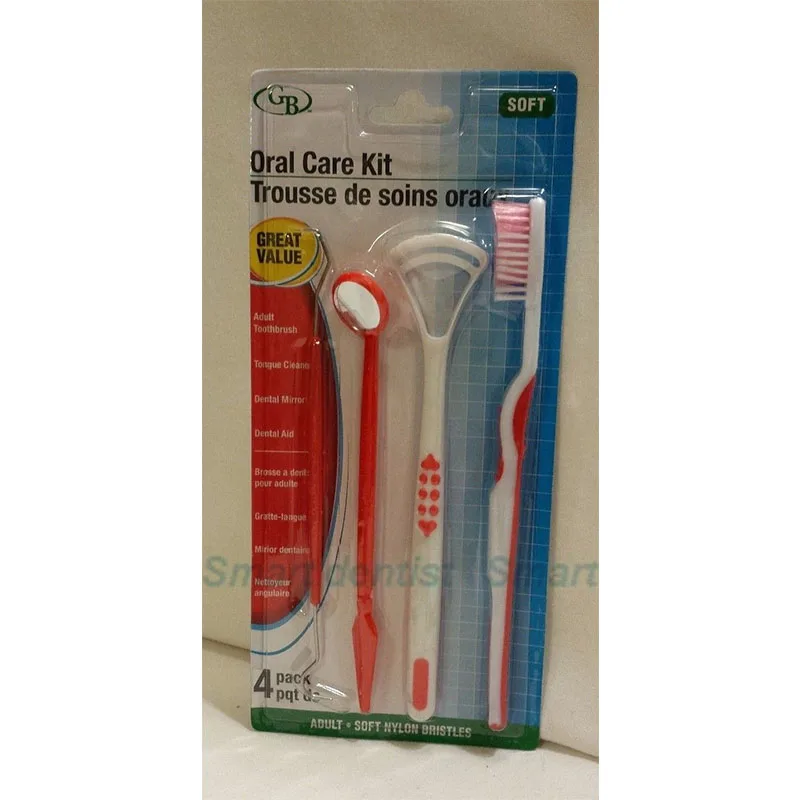 

4 PC DENTAL KIT ORAL CARE TONGE CLEANER, MIRROR, PICK NEW Lot of 2 Asin